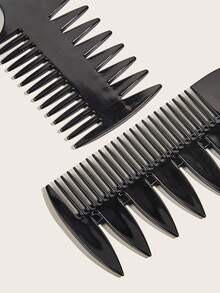 2 件套黑色造型梳套装，宽齿双面发刷，返校季、旅行度假必备品，女士发饰 - 黑色 - 查看 4