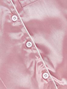 Infant Baby Girl Boy Silk Jumpsuit Pajamas Short Sleeve Button-Up Satin Pjs Footie Romper Pajama Nightgown - Hồng - Xem 8