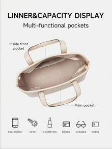 Kate Spade Túi đeo vai da lớn cho nữ, túi xách cầm tay, túi xách Hobo cho nữ có dây đeo có thể tháo rời và khóa kéo - Kaki nhạt - Xem 6