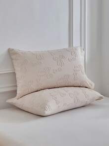 2/3 件卡其色蝴蝶结图案簇绒涤纶羽绒被套套装，现代别致可爱儿童四季床上用品套装，青少年被套套装，柔软透气，可机洗，（1 个羽绒被套 + 1/2 个枕套）