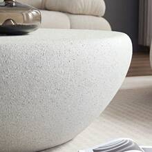 43.31" Fiberglass Elliptical Coffee Table For Living Room Vintage Table, Matte Rocks Table Front Of The Sofa, Irregular Center Table, No Need Assembly - Màu be - Xem 7