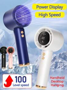 100 Wind Speed Portable Handheld Turbo Fan Display Screen 100 Wind Speeds Adjustable Mini USB Charging Handheld Fan Desktop Small Fan Electric Fan Portable And Simple Outdoor Small Fan