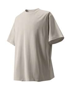 Women's Solid Color Short Sleeves, 220g Weight, 100% Cotton, Comfortable To Wear, Very Suitable For Running, Leisure Or Outdoor Entertainment, Fitness,Comfort Fit Short Sleeve Classic Cotton T-Shirt Women's Casual Short Sleeve Top - 卡其色 - 查看 2