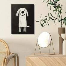 1张黑白狗狗帆布海报，无框，适合装饰客厅和卧室墙壁。送给她/他的完美节日礼物，墙面艺术装饰，适合房间装饰。无框 - 黑色 - 查看 3