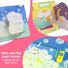 beartale 一套儿童推拉滑梯互动游戏书，大象泡泡浴互动书，培养良好沐浴习惯，探索性忙碌书，早教玩具，生动插图忙碌书，教育玩具，互动书 - 彩色 - 查看 8