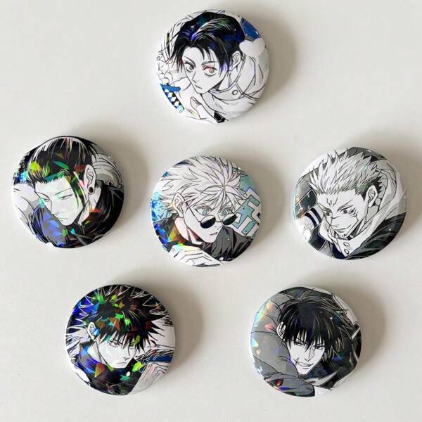 Jujutsu Kaisen 1pc Anime Jujutsu Kaisen Merchandise Pins, 5.8cm Round Badges, Fushiguro Megumi Bag Charms, Gojo Satoru Brooch, Student Backpack Medal, Geto Suguru Accessory, Cute Metal Pins Halloween