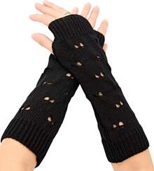 Fingerless Arm Warmers For Grunge Punk Style Accessories - Hitam - View 11