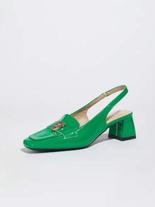 Giày sandal đế dày kiểu Âu và Mỹ mới dành cho nữ mùa hè 2025, giày cao gót vừa phải đa năng, thời trang. - màu xanh lá - Xem 4