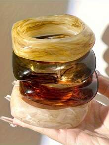 1pc Asymmetrical Semi-Transparent Acrylic Fashion Bracelet, With Unique Design Suitable For Niche Fashion Matching - Bracelet - View 9