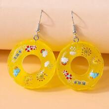 1 Pair Mini Cute Swimming Ring Earrings For Women, Suitable For Beach, Travel And Holiday Wearing