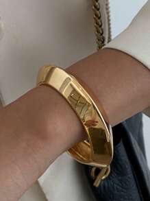1 Stück Retro Harz Manschetten Armband, elegantes luxuriöses Urlaubsparty Accessoire, Paar Metall Schmuck Geschenk für den täglichen Gebrauch