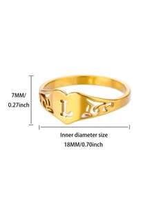 1PC Fashion Hollow Initial Letter Heart Rings For Women Gold Color Stainless Steel A-Z Letter Ring Aesthetic Wedding Jewelry Gift - Yellow Gold - View 64
