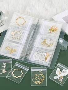 1pc Frosted Transparent Jewelry Storage Album With 20/84 Anti-Oxidation Dust-Proof Storage Bags, For Organizing Rings, Earrings, Necklaces And Cosmetics, Best Holiday Gift, Portable
