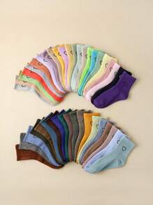 1/10/20/30 par kolorowych skarpetek damskich w kształcie ćwiartki z serduszkowym wzorem, modne uniwersalne skarpetki do kostki