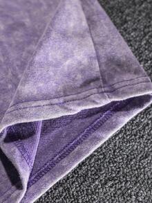 Es Trus Cotton 夏季女装趣味印花嘻哈“创意中国龙”个性化图案街头风，韩版舒适复古时尚通勤百搭Y2k女装，适合户外休闲，常规小众朋克风黑色修身圆领短袖水洗T恤休闲款 - 紫色 - 查看 7