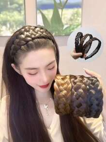 2025 New Twisted Braid Wig Hair Band | Voluminous High Crown Design + Fishbone-Braided Accent | Stylish Headband For Looks & Glamorous Events Hairband Hair Hoop