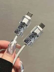 3 Peças Conjunto Protetor de Carregador e Cabo em TPU com Estampa de Leopardo e Tigre, Compatível com Adaptador de Carregador Rápido de 20W da Apple com Plugue UK, Acessórios de Carregador, Acessórios de Telefone