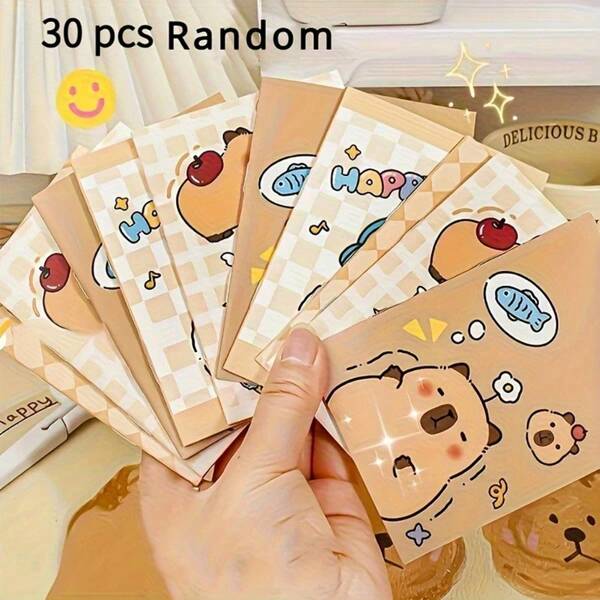 30 piezas de mini cuadernos adorables con diseño de capibara, con cierre elástico, aptos para oficina, lista de tareas, escritura, notas y organización en movimiento, mini diario de bolsillo. Regalo para el Día de San Valentín, Pascua, cumpleaños, Año Nuevo 2025, útiles escolares, regalo de vuelta al cole (30/10 piezas de color y estilo aleatorio)