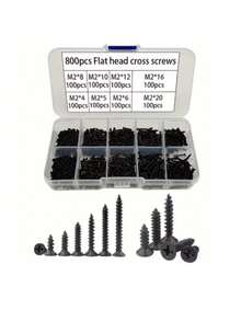 KIT 800 PARAFUSOS M2*10  PRETOS ROSCANTE AÇO CARBONO - A - Visão 6