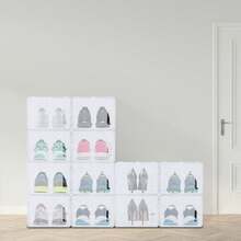 12-Stück Schuhkartons Stapelbare Schuhschachteln Schuhe Kartons Aufbewahrungsbox - Weiss - Übersicht 1