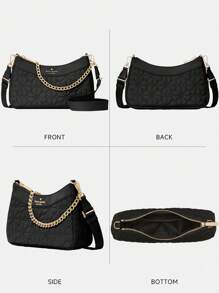 Kate Spade Bolso Hobo acolchado negro tipo plumón para mujer, bolso ligero para el hombro, bolso cruzado para mujer, bolso de mano pequeño para damas con correa ajustable y desmontable