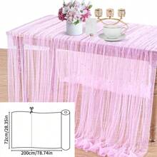 Șervețel de masă din tul alb cu perle, 1 bucată, țesătură din dantelă cu perle pentru arcadă de nuntă, fundal de petrecere, decor de masă, piesă centrală de masă, cadouri pentru ziua de naștere, absolvire, decorațiuni pentru petrecere, burlăcițe, vară, plajă, înapoi la școală, rechizite școlare, decor de cameră