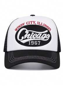 1 Berretto da baseball in rete con ricamo a cinque punte, regolabile, cappello casual per protezione solare da esterno per primavera/autunno, viaggi, spiaggia, vacanze, stile unisex Y2K