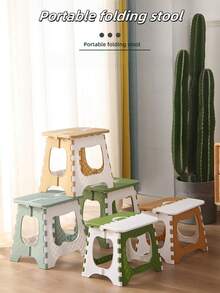 1pc Plastic Folding Chair - Portable Outdoor Small Chair, Household Stool, Adult Simple Fishing Chair, Gift Small Stool. The Folding Rod Has Been Improved In Function To Prevent Inward Collapse When Stepped On. A Safety Stop Gap Function Has Been Designed To Prevent The Folding Chair From Being Flattened - Multicolor - View 3