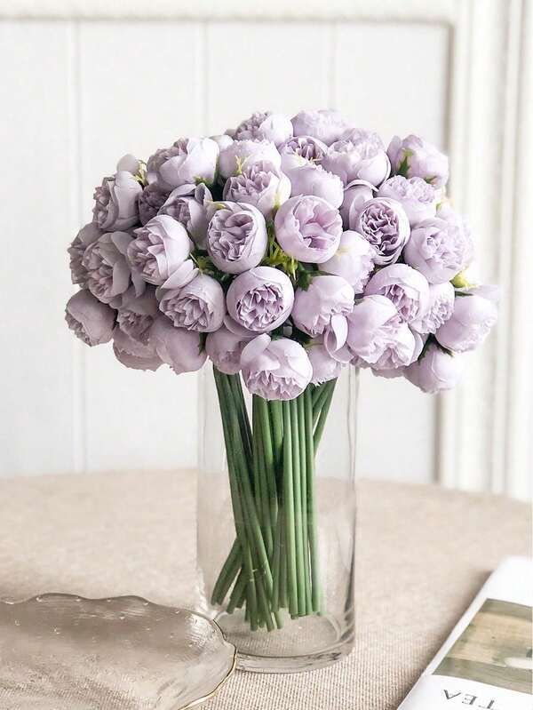27 buc 1 buchet camelie artificială, flori false trandafiri reali cu margini arse, bujor, flori de ceai, recuzită pentru nuntă, buchet mic, decorare pentru casă, ornament, aranjament floral DIY din plastic pentru decorarea propunerii, decorarea casei, sufrageriei, decorarea camerei de zi