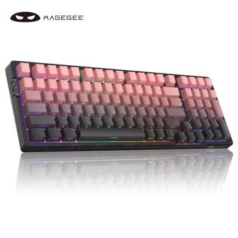 Teclado inalámbrico LIGHT100 cremoso de MageGee, teclado mecánico personalizable 96% Gasket Hot Swappable, modo triple 2.4G/USB-C/BT5.0 con retroiluminación RGB para juegos, para Windows/PC, batería de 8000mAh, keycaps de PBT
