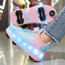 LED Light Up Roller Shoes, Removable Wheels, Leisure Sports Shoes, Quick Skating, Brakes, Ideal Gift For Boys And Girls