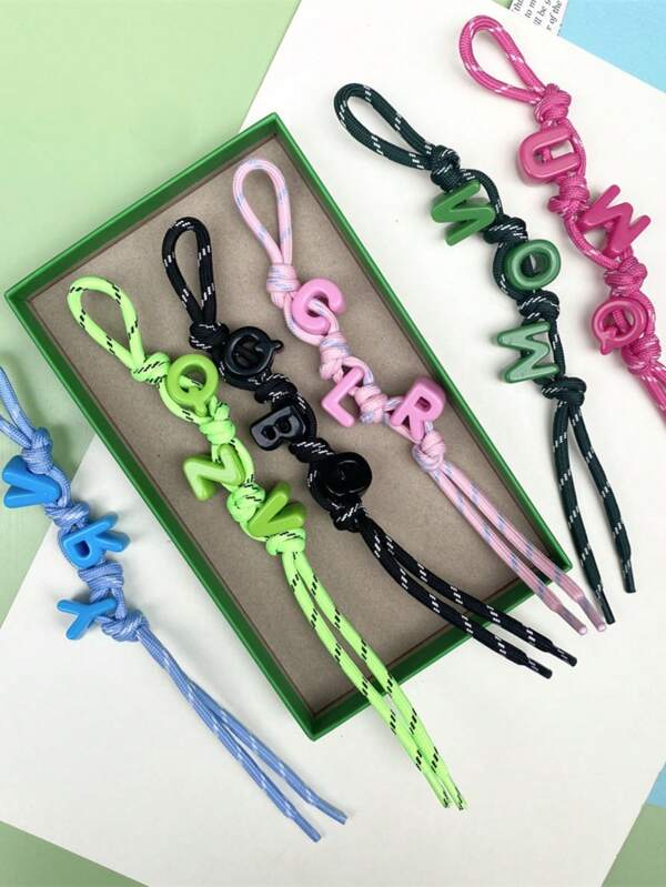 1 Piece - Colored Letter Beaded Lanyard Bag Pendant Dopamine Beaded Letter Woven Rope Accessory (Letters Randomly Matched)