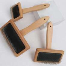 1pc Wooden Pet Grooming Brush, Dual Use For Dogs & Cats, Long Hair Detangling Massage Brush, Anti-Static, Fur Removal, Pet Grooming Tool