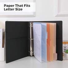 Neww  3 Ring Binder  Clipboard, 2 Inch Heavy Duty Binder, PU Clipboard Binder  Notepad & 5 Dividers  10 Pockets, Labels, Clipboard Folder Great For School Office(Fit Letter Sized Paper) - 黑色字母尺寸 - 2 英寸 - View 4