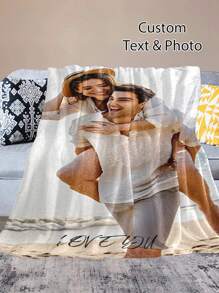 SEPTEVAGUS 1 Stück personalisierte Flanelldecke mit Foto und Text, individuelle Decke, DIY Foto Flanelldecke als Geschenk für Familie, Geburtstag, Hochzeit, Freund, Sie, Freundin, Mutter/Vater, Neujahr, Haustier, Paar