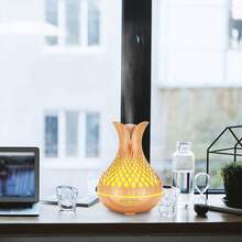 Essential Oil Diffuser, Hollowed-Out Flower-Shaped Humidifier, Aroma Diffuser, Humidifier With LED Color-Changing Light, Automatic Off, Light Wood Grain, Suitable For Large Rooms, Bedrooms, Offices - YX288G - Xem 7