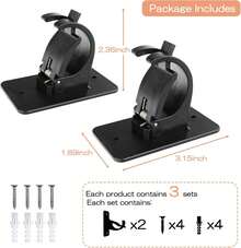 6-Pack Curtain Bracket Holders, Universal Self-Adhesive Wall Mounts, Fits 0.6'' To 1.5'' Rods, Black - 黑色 - 查看 6