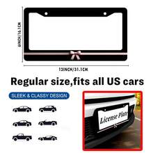 2PC Pink License Plate Frame Cute License Plate Black Funny License Plate Holder Women Personalized Car Accessory Decoration 12.3 X 6.3 - 12x6 inch - 查看 2