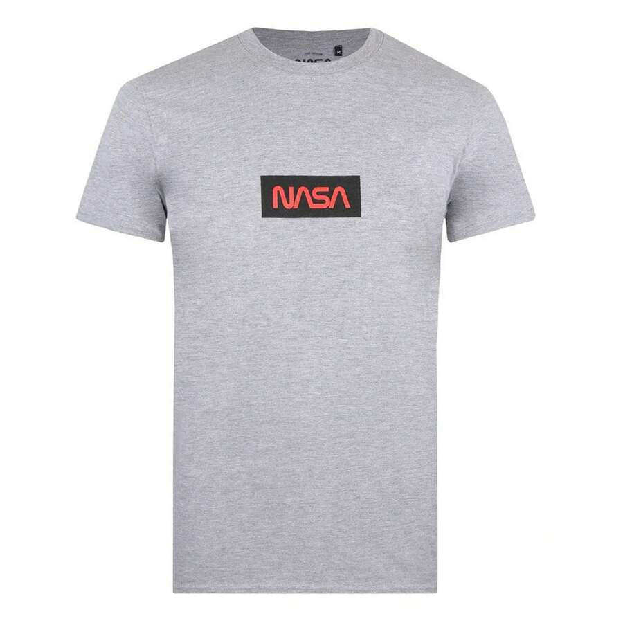 NASA Mens Box Logo TShirt (Grey) - Grey - View 1