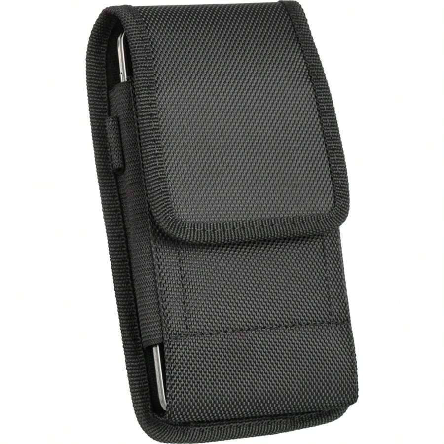 M MYBAT PRO LUXMO Extra Large Pouch For 7 Inch Phone, With Dual Card Slots, For I Phone 16 Pro Max 15 Plus 14 13 12, Galaxy S25 Ultra, S24, S23, S22 Moto G 5G Cell Phone Belt Holder For Men, Secure, Stylish Special Fabric Vertical Universal Waist Bag With Easy-Access Belt Clip, Black - Black - View 1