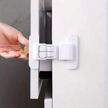 10 pezzi Serratura automatica per porta frigorifero, senza necessità di foratura, facile installazione, serratura di sicurezza per garantire cassetti e scatole di stoccaggio chiusi in modo sicuro, impedisce l'apertura della porta del frigorifero, adattabile universalmente per frigoriferi, cassetti e scatole di stoccaggio, design a doppia fibbia per prevenire l'apertura accidentale (colore e stile casuali)