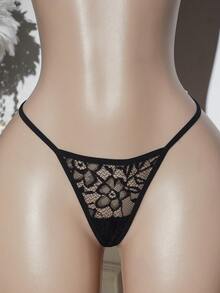 Sexy Women's Lingerie Set - Mature Charm, Luxurious Sexy Classic Sexy Sexy Sheer Wireless Thong For Going Out, Baddie Look - Black - View 8