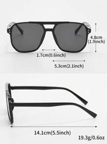 Unisex Tortoise Shell Color Square Frame Double Bridge Pilot Style Fashion Glasses For Vacation Boho Shades Beach Accessories, Suitable For Summer Sun Protection, Beach Vacation, Outdoor Sports, Party, Self-Driving, Fishing, Cycling, Shopping And Taking Photos Accessories