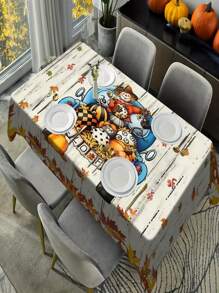 1/20pcs Autumn Harvest Festival Thanksgiving Themed White Background Maple Leaf And Cartoon Character Pumpkin Pattern Tablecloth, Suitable For Indoor And Outdoor Gatherings, Is The Perfect Choice For Autumn Harvest Decoration.