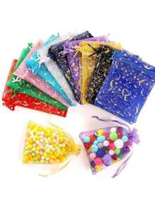 100 /50/20 stuks, maanster-organza zakje met trekkoord - Geweldig voor sieraden, bedankjes op feestjes - Mix van kleuren voor bruiloften, Valentijnsdag en Kerstmis!