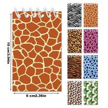 8pcs Animal Print Ivory Leopard Pattern Mini Notebook Set, School Office Stationery, Student Back To School Memo Pad