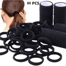 120/80/20 Pcs Black Hair Ties, Suitable For Thick Curly Ponytail Fixation, Unisex Hair Accessories (5mm)