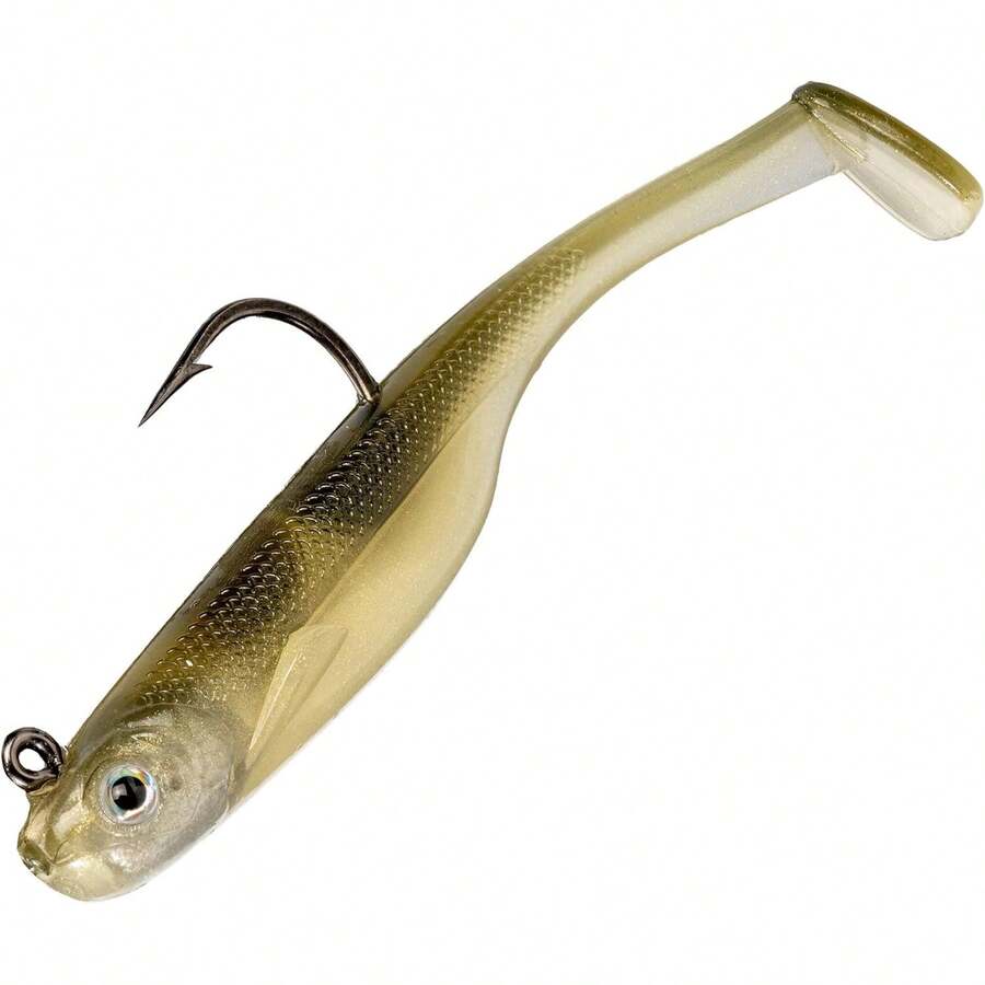 Strike King (SKHM338-504) Homing Minnow Fishing Lure, Pre-Rigged Soft Plastic Swimbait, Optimized Live Sonar, Realistic Minnow Profile, 3-Inches, 3/8-Ounce, 3/0 Hook, 3-Pack, AYU - 1 - View 1