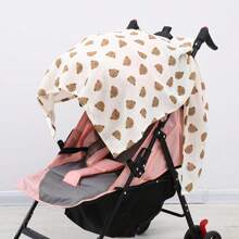 1pc Baby Stroller Sunshade, Made Of , Portable, Breathable, Adorable Cartoon Bear Print Pattern, Applicable For All Types Of Baby Strollers And Carrier Strollers, Breathable Mesh Design, Easy To Install, Perfect Gift For Moms And Babies