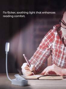 1 pieza Luz de lectura LED portátil con pinza, brillo y temperatura de color ajustables, flexible y plegable 360°, adecuada para habitación y estudio, ideal para escritorio y mesita de noche, accesorios de iluminación para el hogar